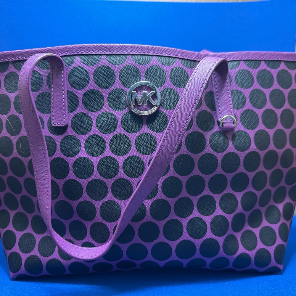 Michael Kors Purple and Black Polka Dot Tote